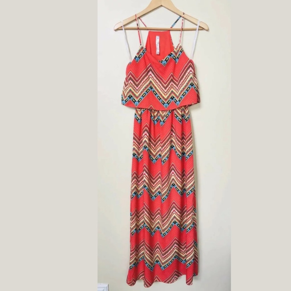 Gracie Orange Colorful Stretchy Maxi Dress